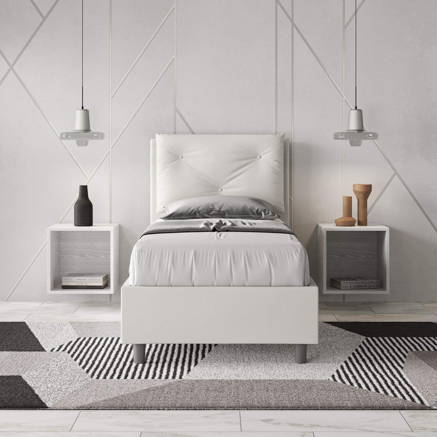 Letto Singolo rivestito in Similpelle – APPIA