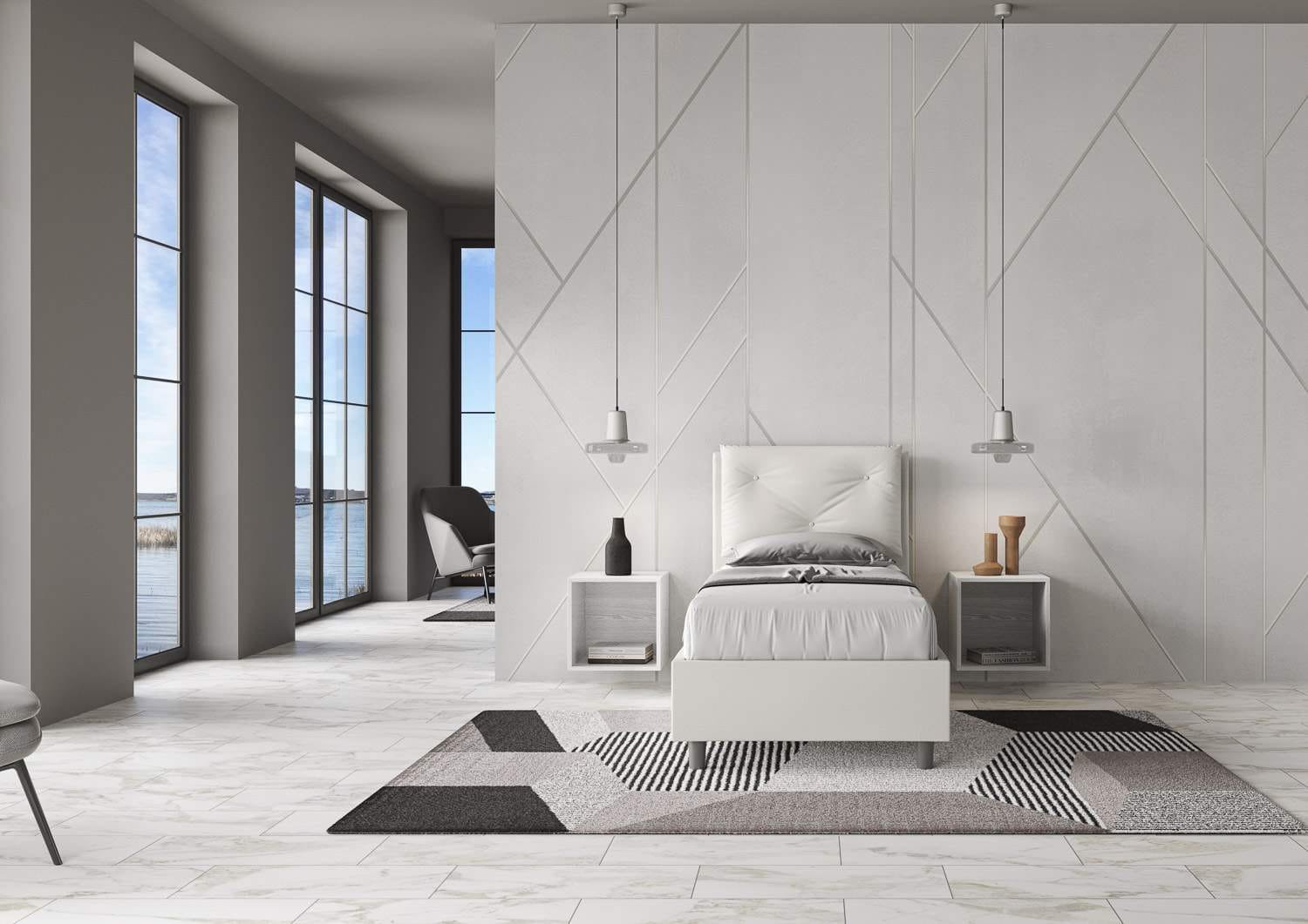 Letto Singolo rivestito in Similpelle – APPIA