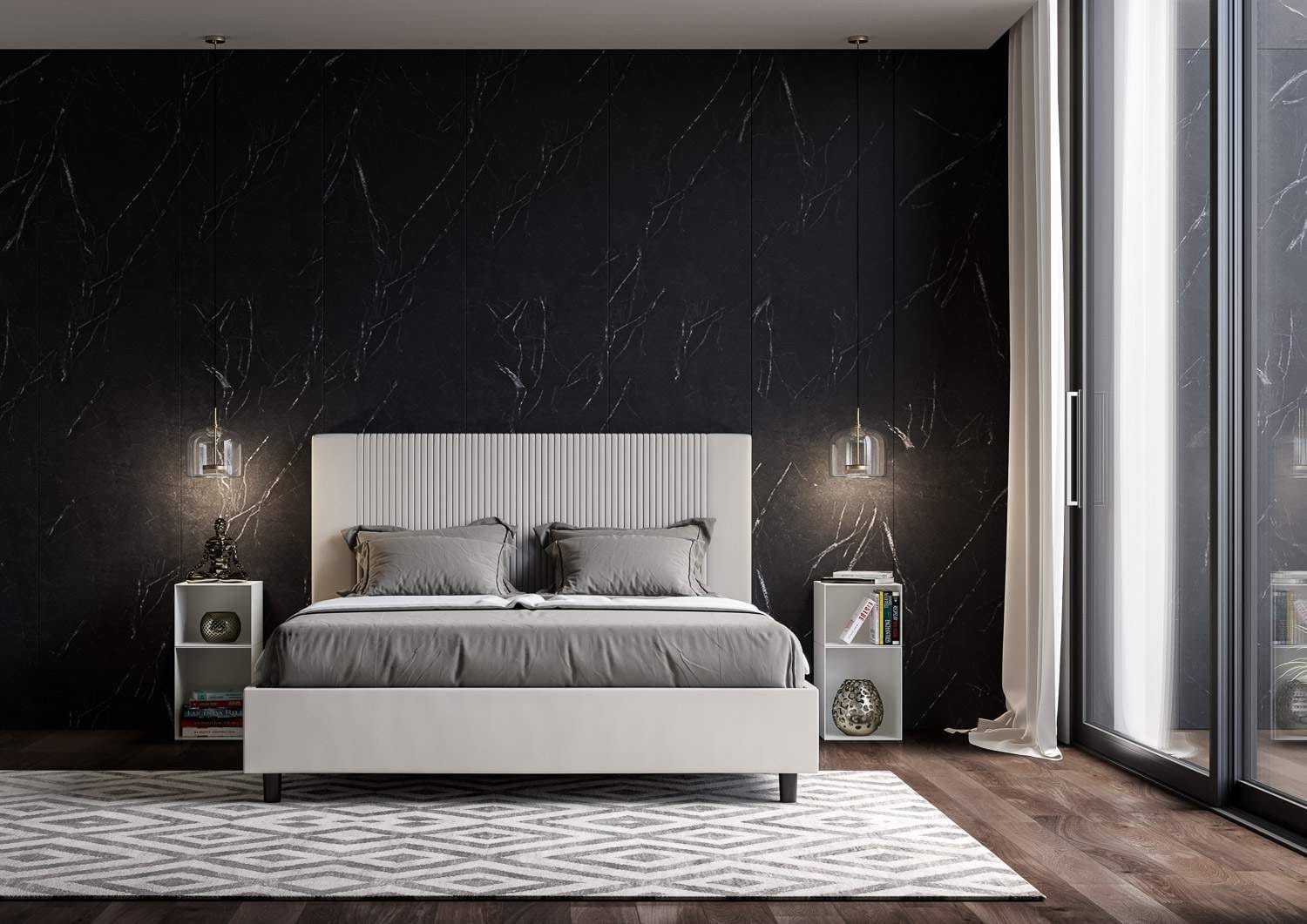 Letto Matrimoniale rivestito in Similpelle – GOYA