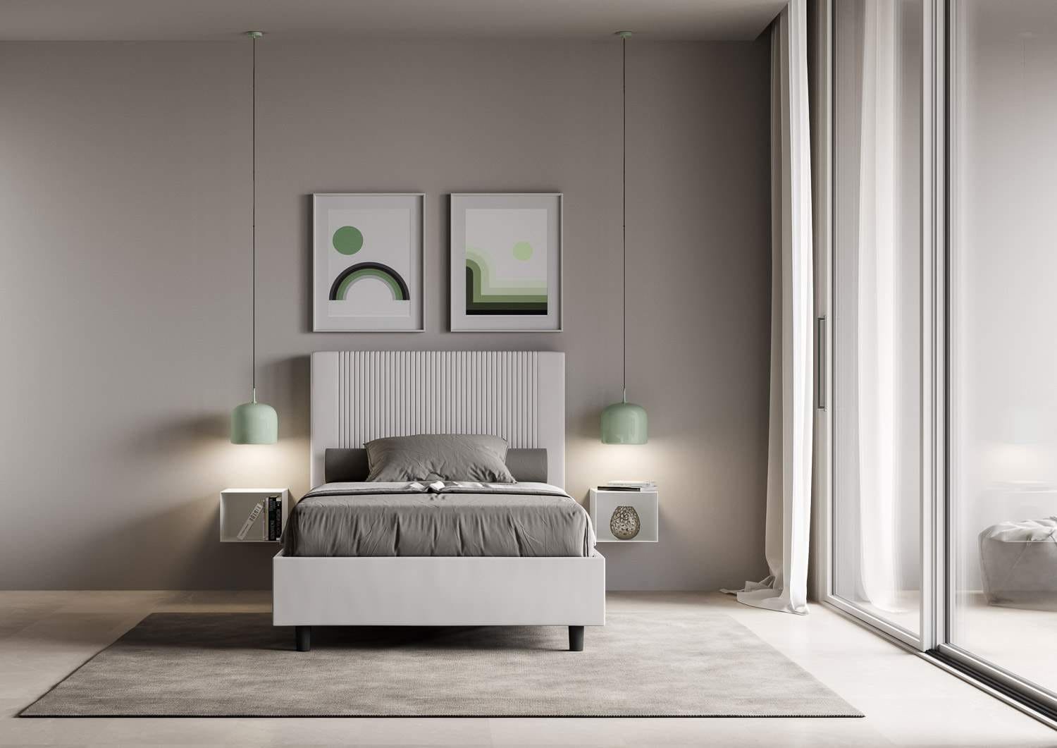 Letto una piazza e mezza rivestito in Similpelle – GOYA