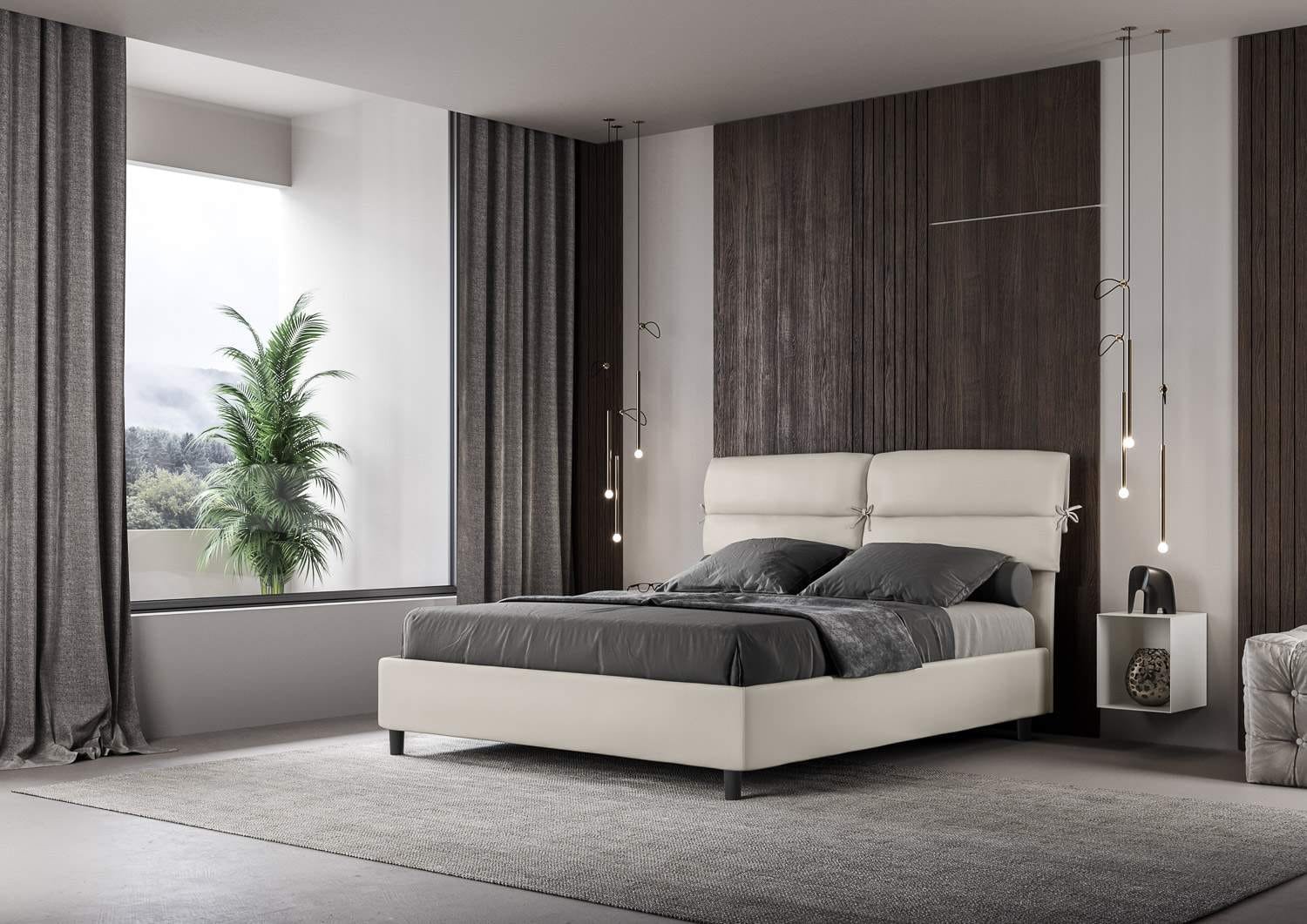 Letto Matrimoniale rivestito in Similpelle – NANDY