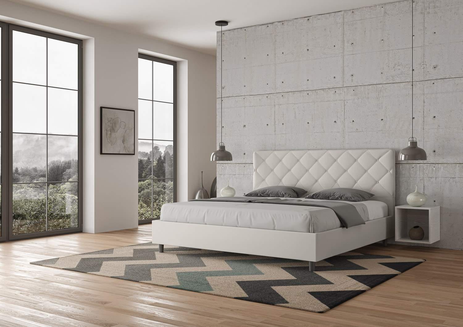 Letto Matrimoniale King size rivestito in Similpelle – PRIYA