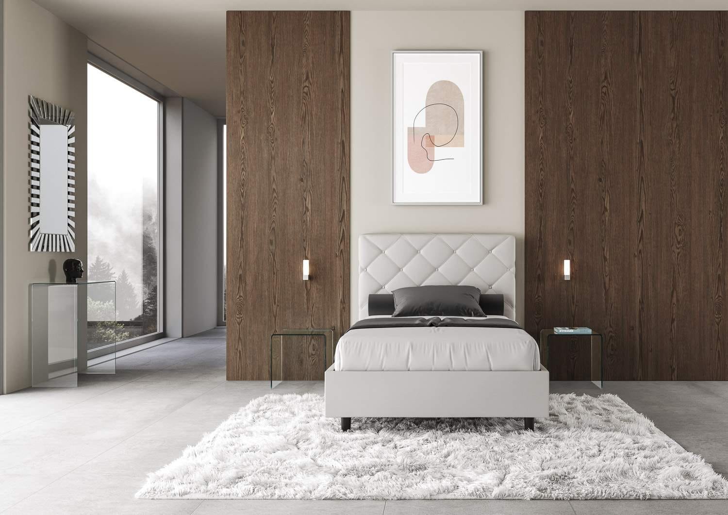 Letto una piazza e mezza rivestito in Similpelle – PRIYA