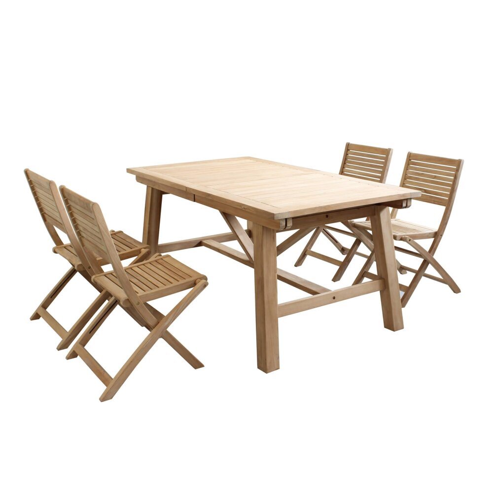 THOR – set tavolo da giardino con sedie in teak cm 160/240x90x77 h