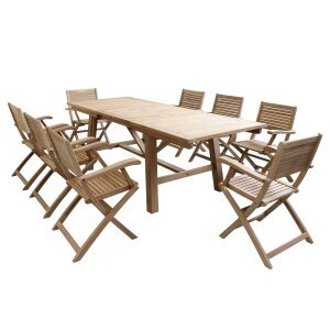 THOR – set tavolo da giardino con sedie in teak cm 160/240x90x77 h