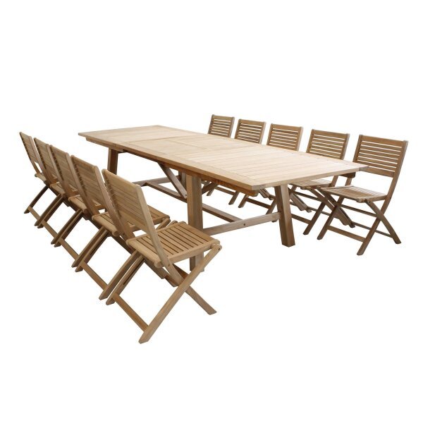 THOR – set tavolo da giardino con sedie in teak cm.220/300x100x77 h
