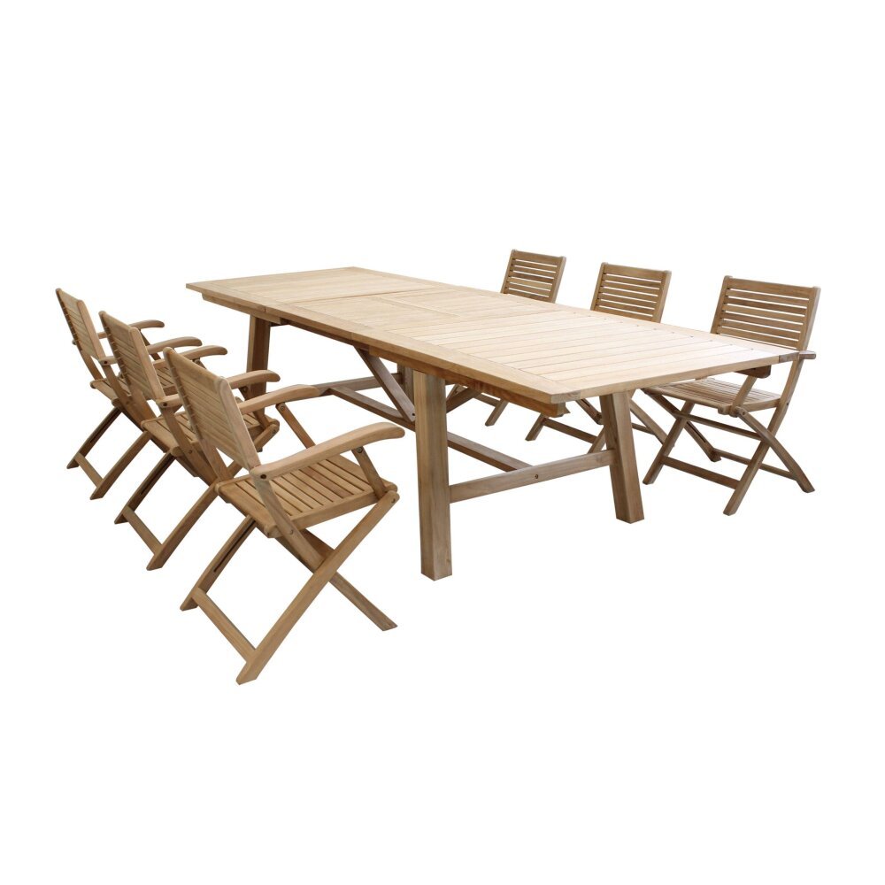 THOR – set tavolo da giardino con sedie in teak cm.220/300x100x77 h