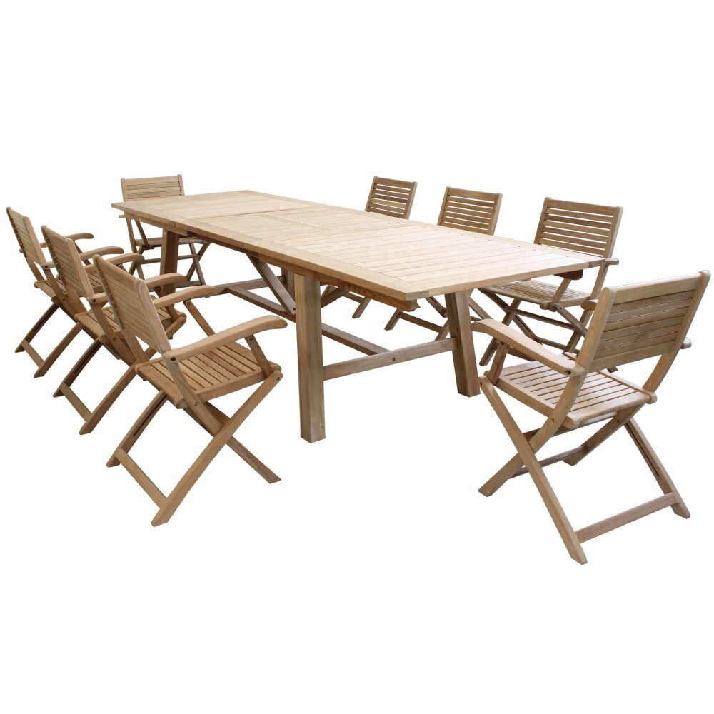 THOR – set tavolo da giardino con sedie in teak cm.220/300x100x77 h