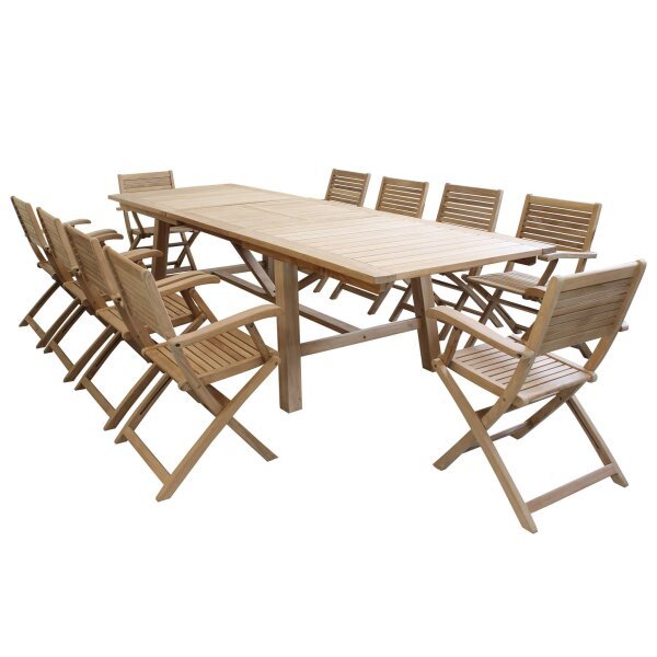 THOR – set tavolo da giardino con sedie in teak cm.220/300x100x77 h