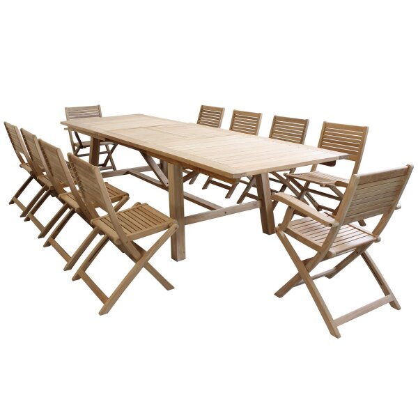 THOR – set tavolo da giardino con sedie in teak cm.220/300x100x77 h