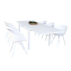 DEREK – set tavolo da giardino con sedie in alluminio cm 135/270x90x75 h