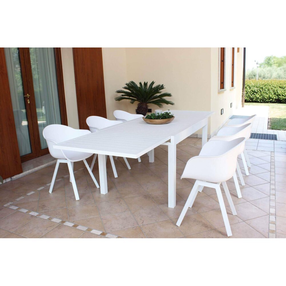 DEREK – set tavolo da giardino con sedie in alluminio cm 135/270x90x75 h