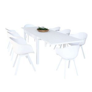 DEREK – set tavolo da giardino con sedie in alluminio cm 135/270x90x75 h