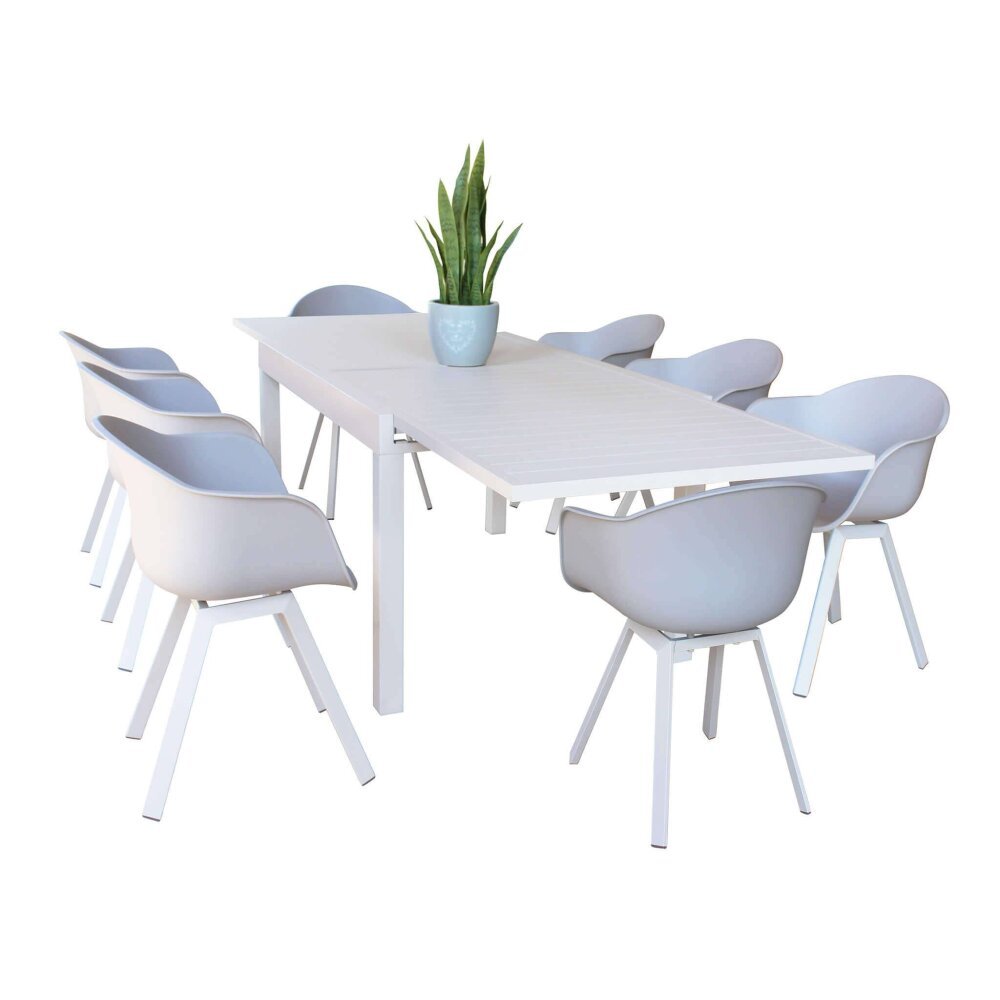 DEREK – set tavolo da giardino con sedie in alluminio cm 135/270x90x75 h