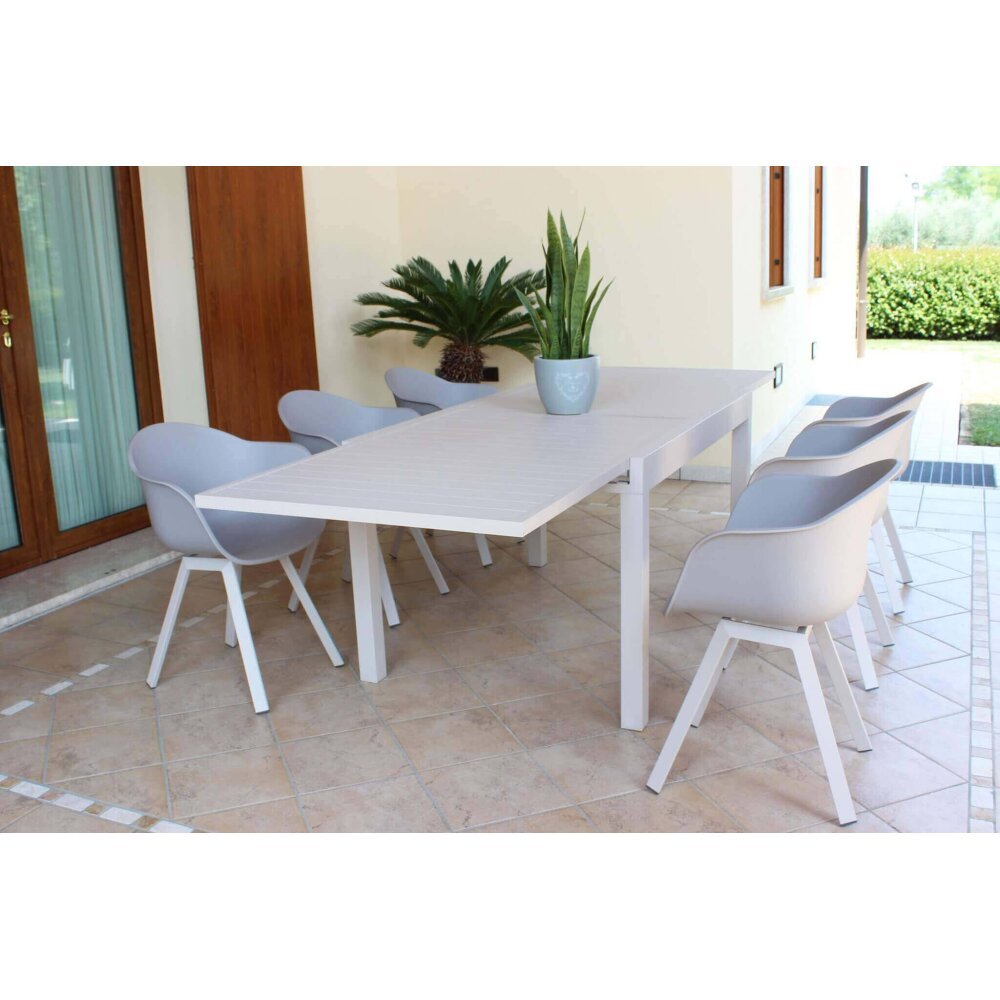 DEREK – set tavolo da giardino con sedie in alluminio cm 135/270x90x75 h
