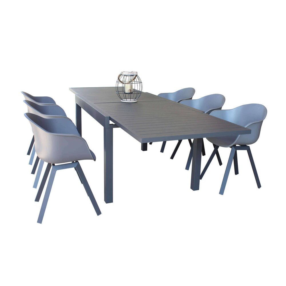 DEREK – set tavolo da giardino con sedie in alluminio cm 135/270x90x75 h