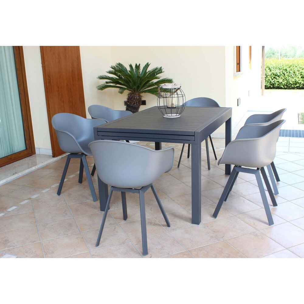 DEREK – set tavolo da giardino con sedie in alluminio cm 135/270x90x75 h