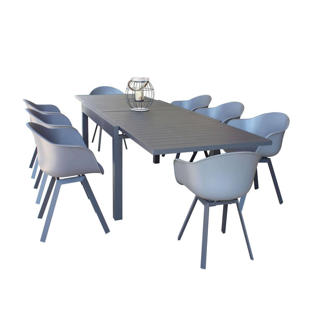 DEREK – set tavolo da giardino con sedie in alluminio cm 135/270x90x75 h