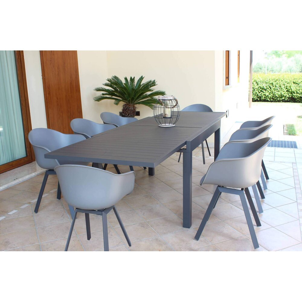 DEREK – set tavolo da giardino con sedie in alluminio cm 135/270x90x75 h
