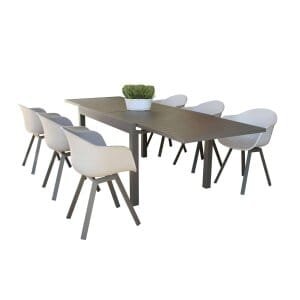 DEREK – set tavolo da giardino con sedie in alluminio cm 135/270x90x75 h