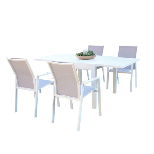 DEREK – set tavolo da giardino con sedie in alluminio cm 90/180x90x75 h