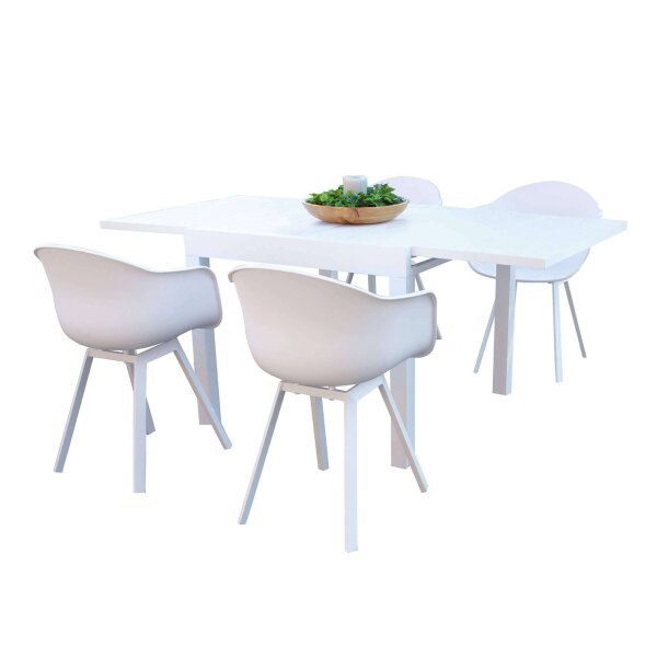 DEREK – set tavolo da giardino con sedie in alluminio cm 90/180x90x75 h