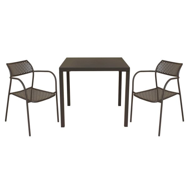 CHAD – set tavolo da giardino con sedie in metallo cm 80x80x73h