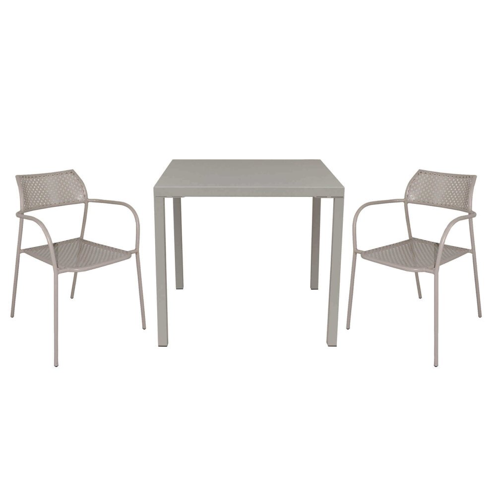 CHAD – set tavolo da giardino con sedie in metallo cm 80x80x73h