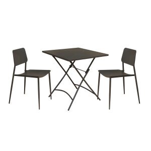 LUCKY – set tavolo da giardino con sedie in metallo cm 70x70x72 h