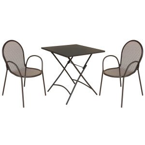 LUCKY – set tavolo da giardino con sedie in metallo cm 70x70x72 h