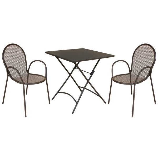 LUCKY – set tavolo da giardino con sedie in metallo cm 70x70x72 h