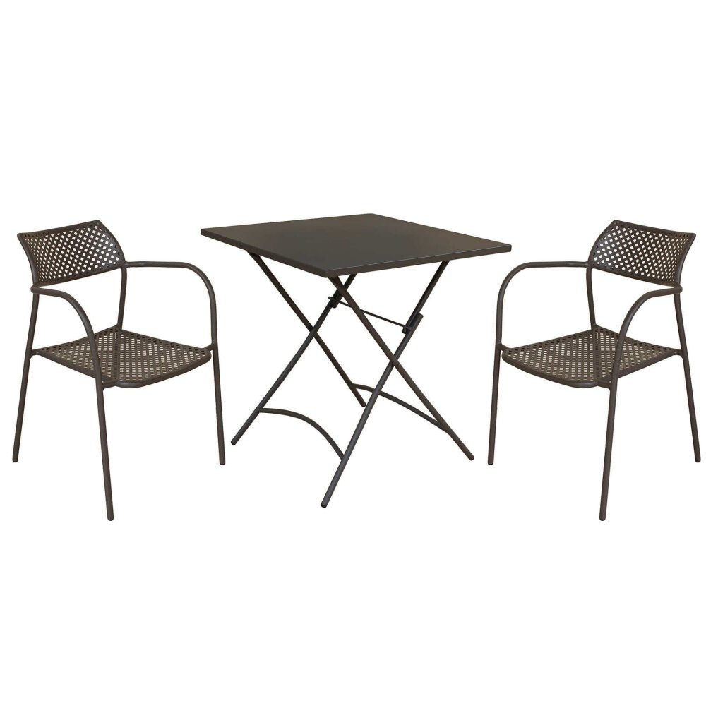 LUCKY – set tavolo da giardino con sedie in metallo cm 70x70x72 h