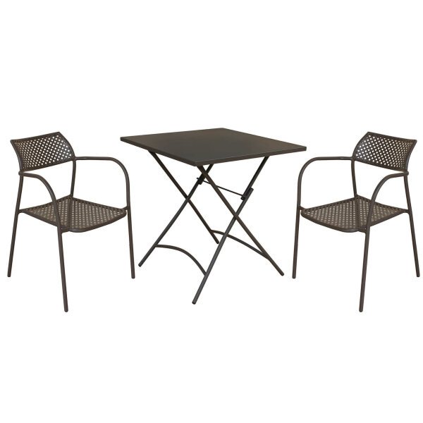 LUCKY – set tavolo da giardino con sedie in metallo cm 70x70x72 h
