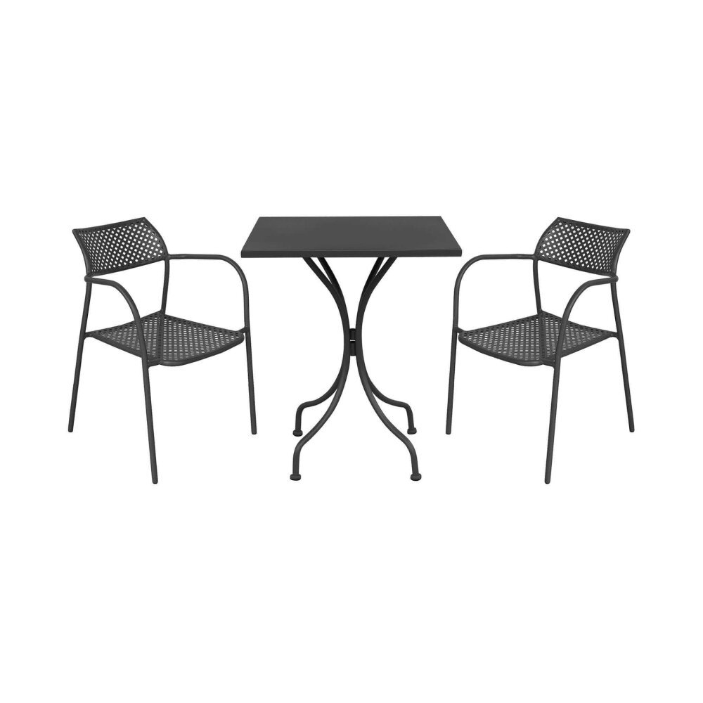 LUCKY – set tavolo da giardino con sedie in metallo cm 60x60x72 h