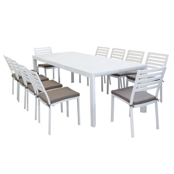 MIKE – set tavolo da giardino con sedie in alluminio cm 180/240x100x75 h