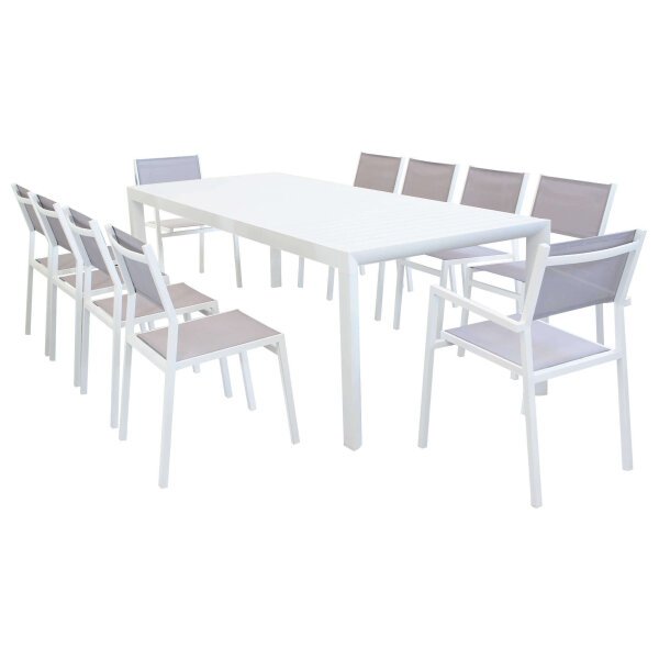 MIKE – set tavolo da giardino con sedie in alluminio cm 180/240x100x75 h