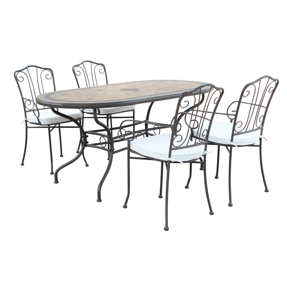 NEVIL – set tavolo da giardino con sedie in cm 160x90x74 h