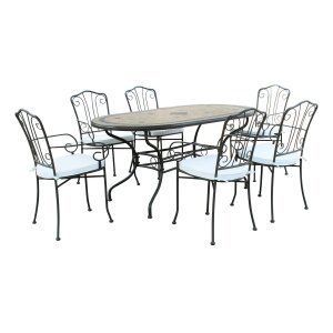 NEVIL – set tavolo da giardino con sedie in cm 160x90x74 h
