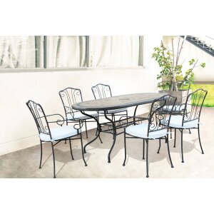 NEVIL – set tavolo da giardino con sedie in cm 160x90x74 h
