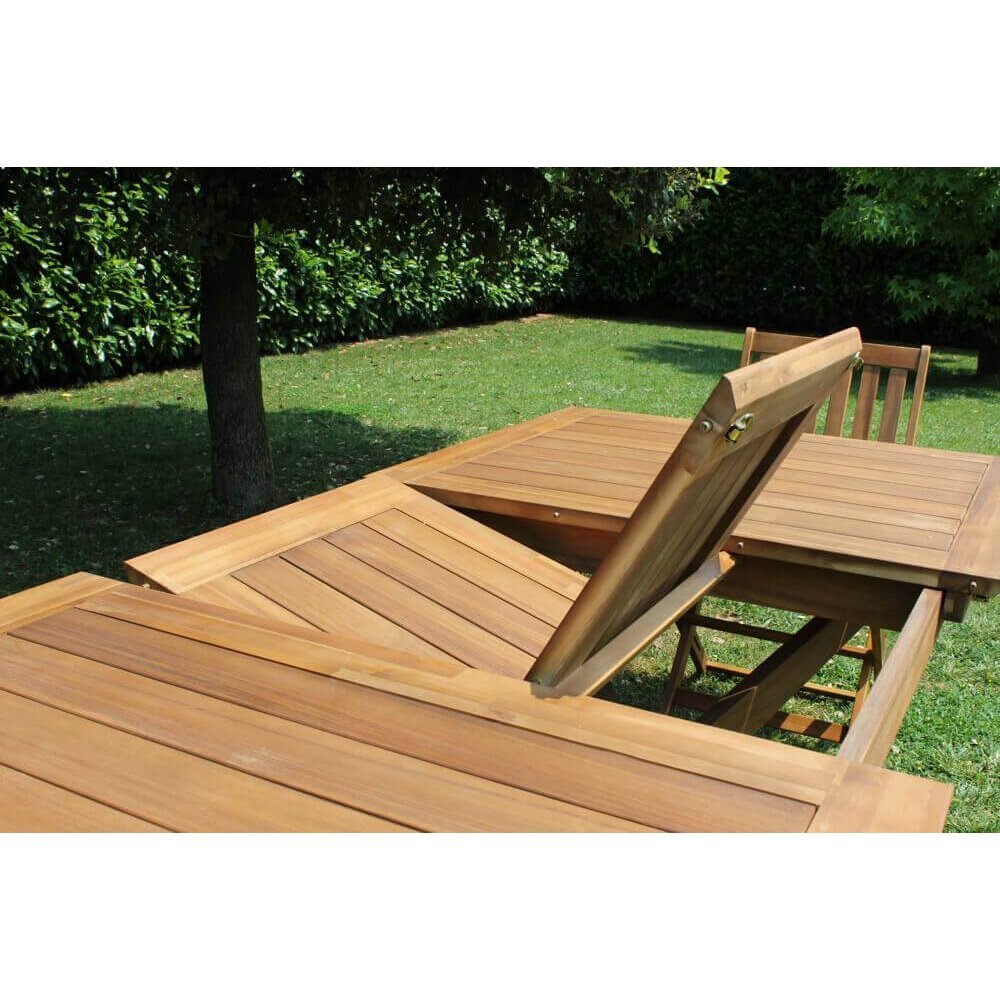 DAVEY – set tavolo da giardino con sedie allungabile 150/200×90