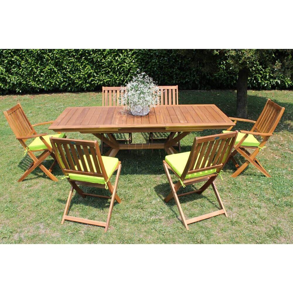 DAVEY – set tavolo da giardino con sedie allungabile 150/200×90