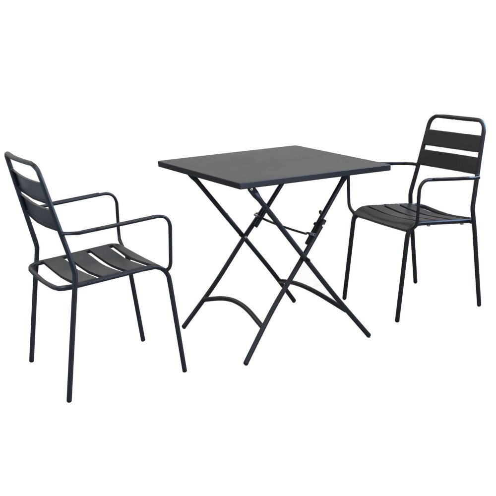 LUCKY – set tavolo da giardino con sedie pieghevole salvaspazio 70×70
