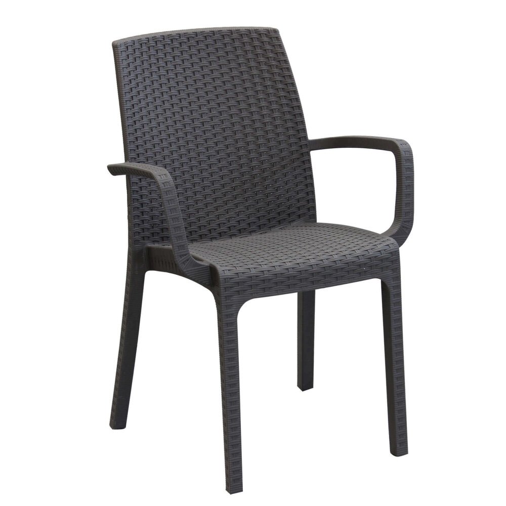 WADE – set tavolo da giardino con sedie fisso in wicker cm 80x80x74 h