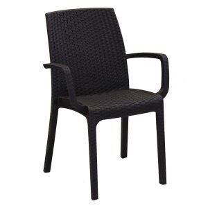 WADE – set tavolo da giardino con sedie fisso in wicker cm 80x80x74 h