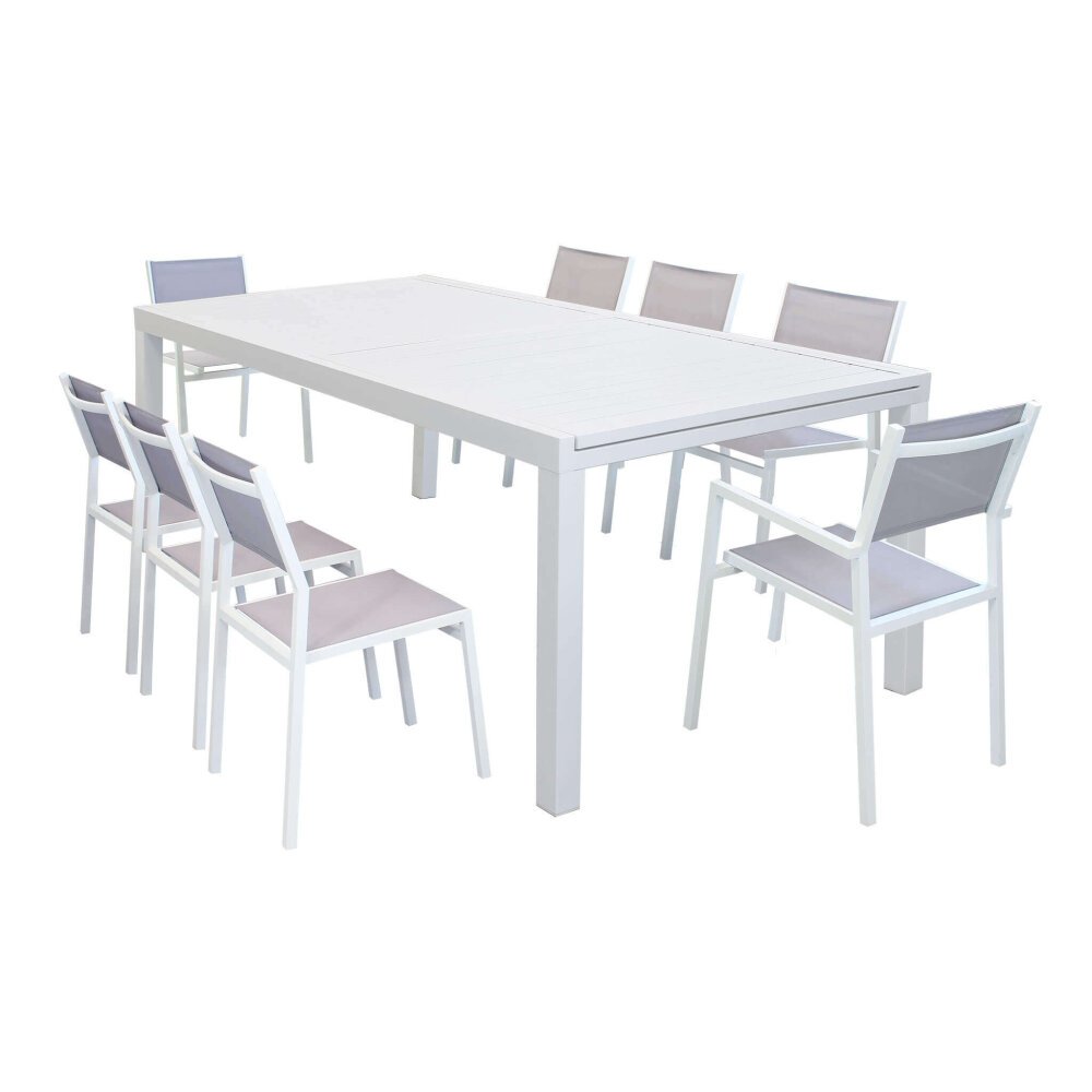 DAVID – set tavolo da giardino con sedie 200/300×100 struttura e piano in alluminio