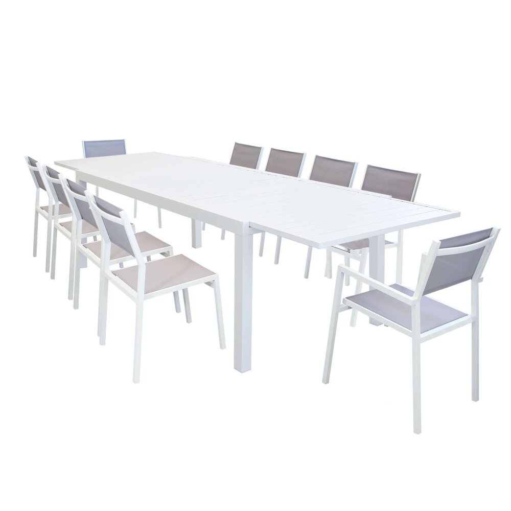 DAVID – set tavolo da giardino con sedie 200/300×100 struttura e piano in alluminio