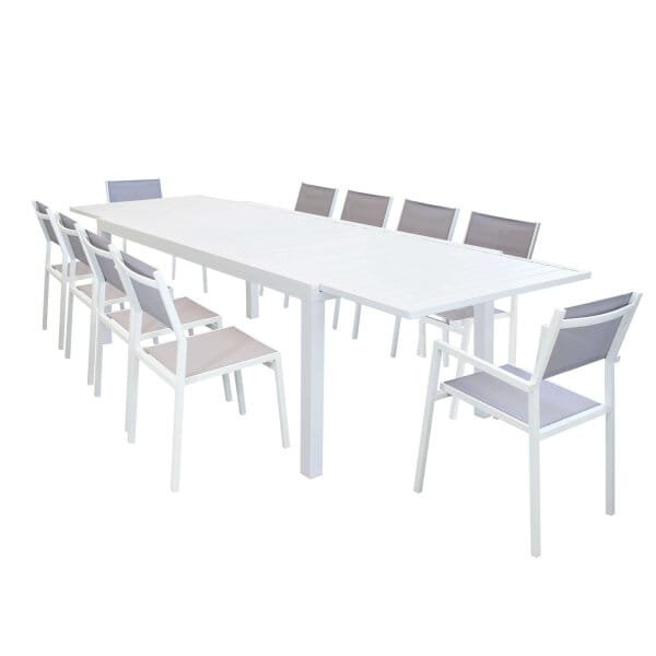 DAVID – set tavolo da giardino con sedie 200/300×100 struttura e piano in alluminio