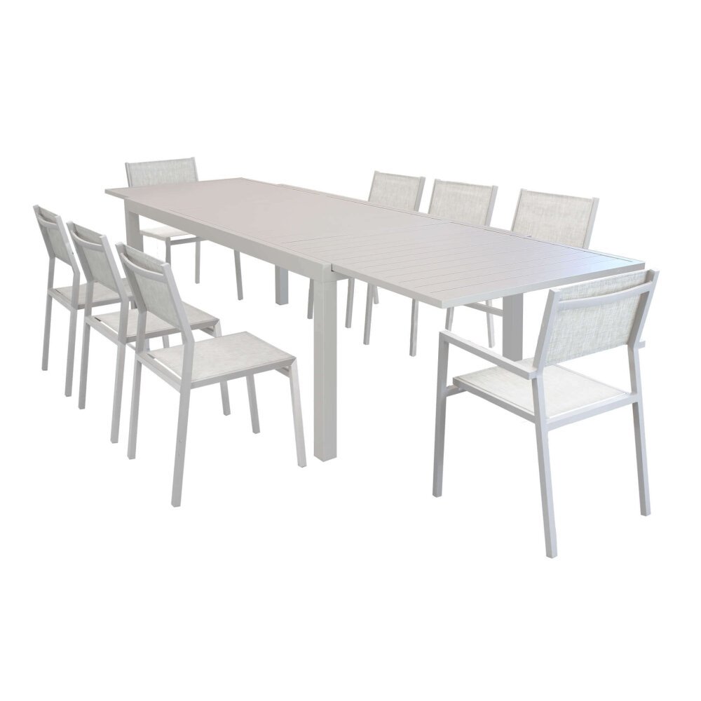 DAVID – set tavolo da giardino con sedie 200/300×100 struttura e piano in alluminio