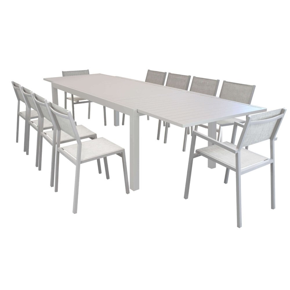 DAVID – set tavolo da giardino con sedie 200/300×100 struttura e piano in alluminio