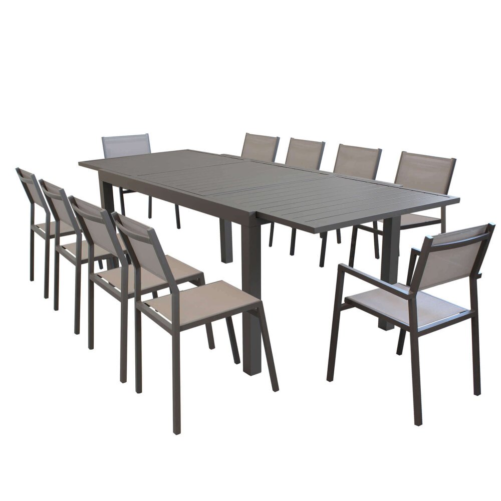 DAVID – set tavolo da giardino con sedie 200/300×100 struttura e piano in alluminio